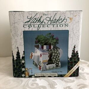NIB Kathy Hatch “Garden Cat” Hand-Painted Decorative Planter